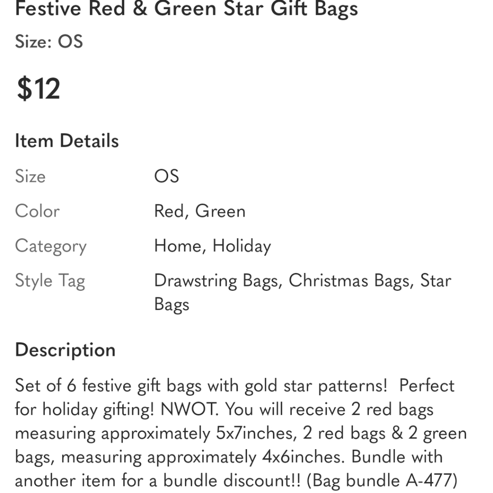 6 Assorted Red Drawstring Bags - Picture 7 of 7